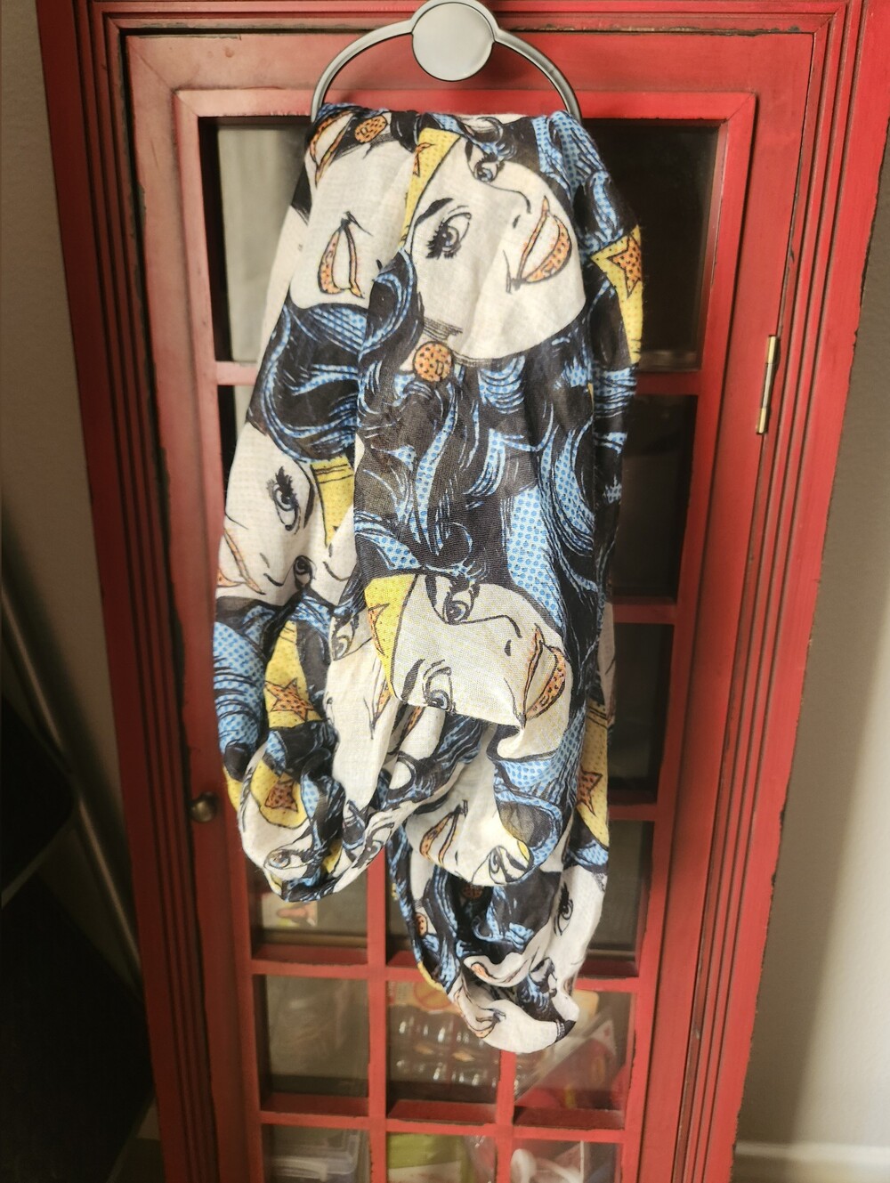 Wonder Women Comic Pop Art Face Print Scarf